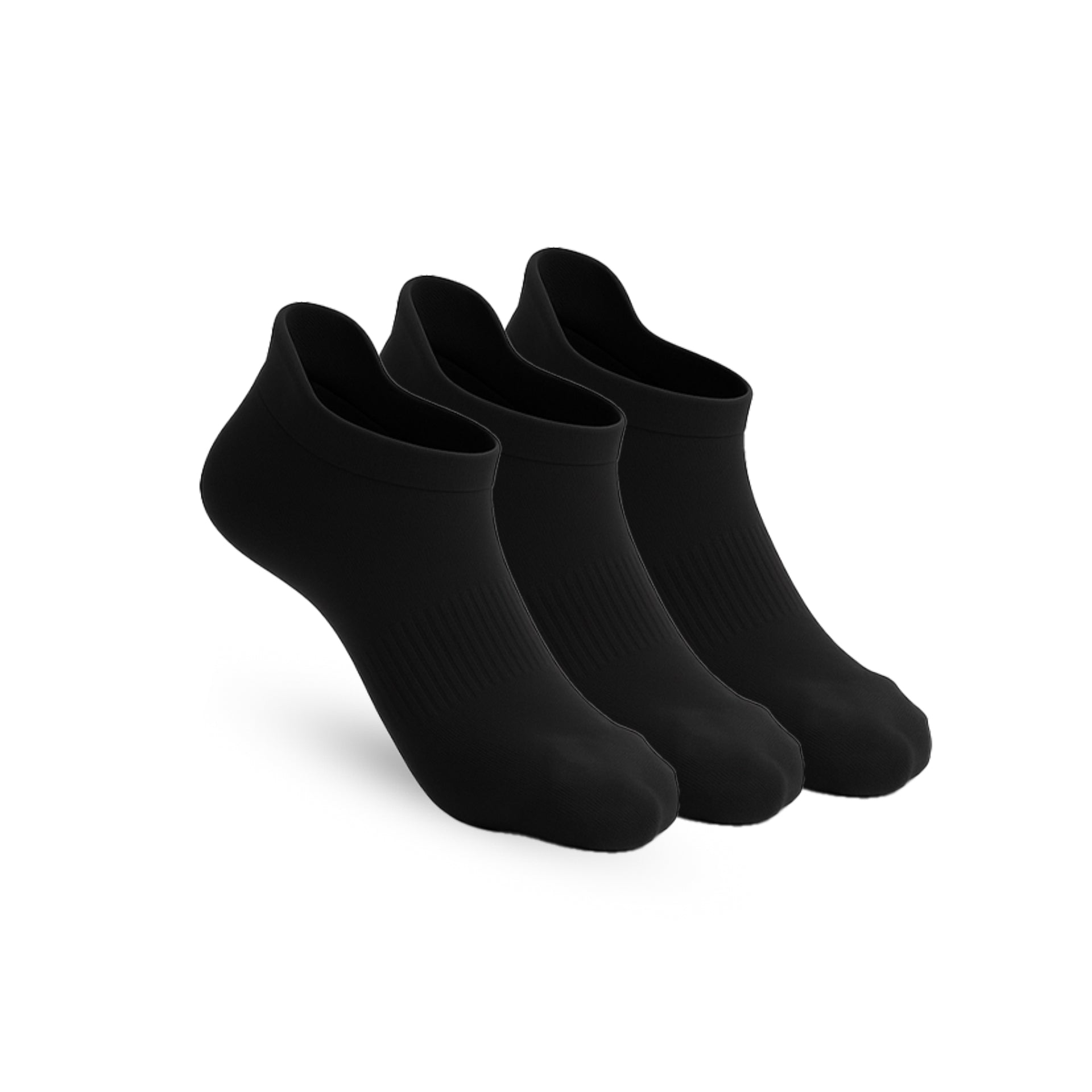 3-Pack Padded Stretch Diabetic Ankle Socks - Black