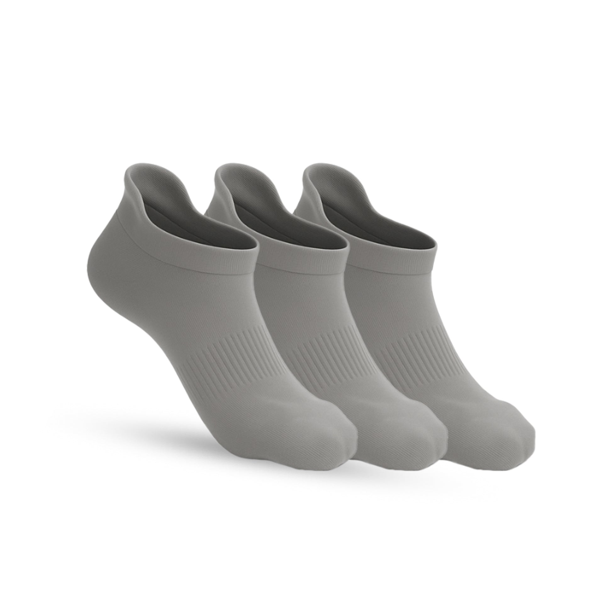 3-Pack Padded Stretch Diabetic Ankle Socks - Grey