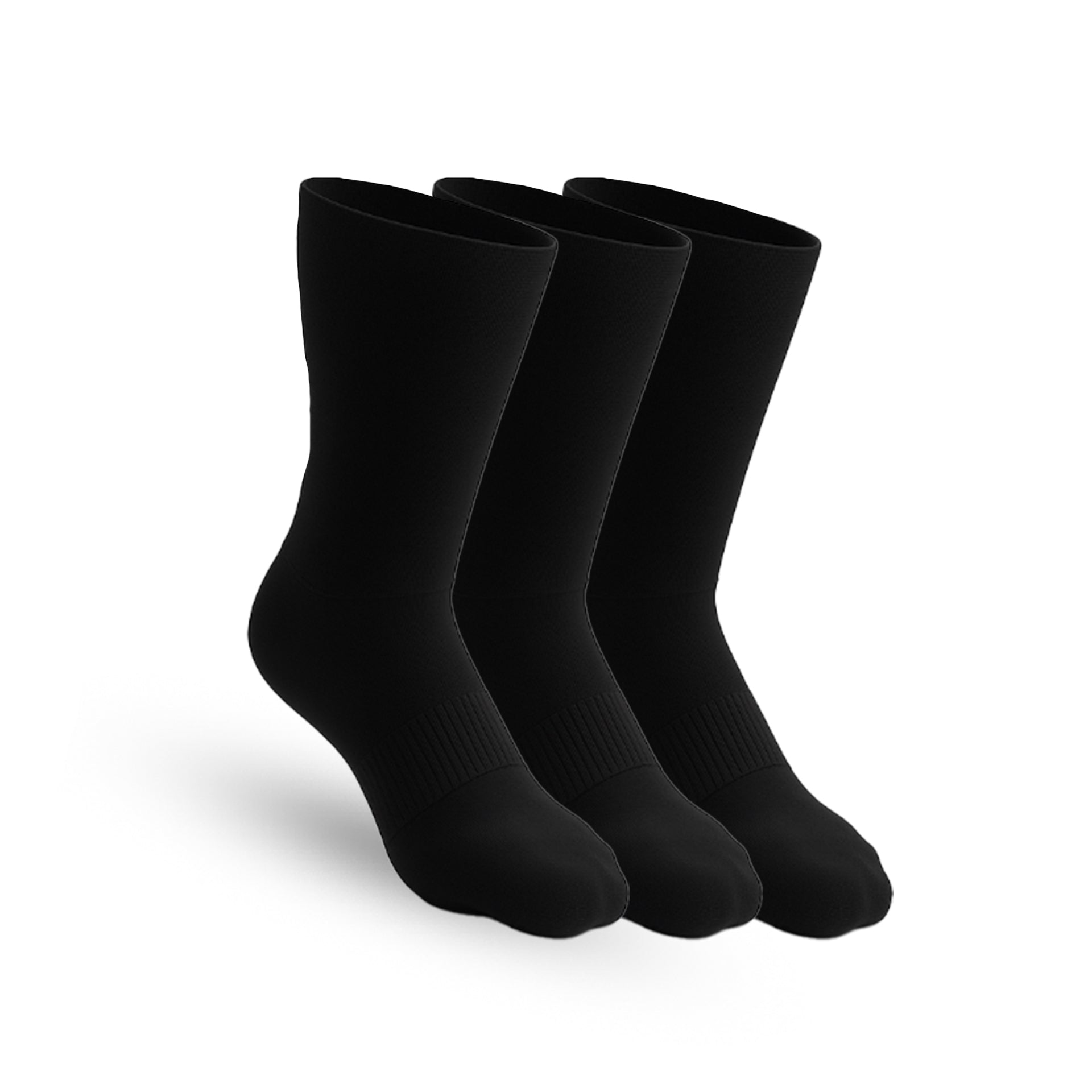 3-Pack Padded Stretch Diabetic Crew Socks - Black