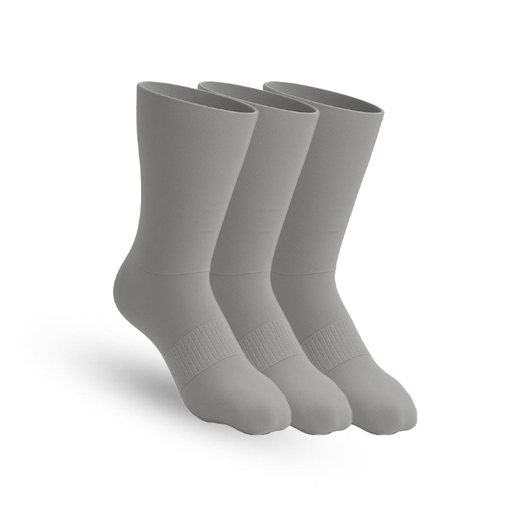 3-Pack Padded Stretch Diabetic Crew Socks - Grey