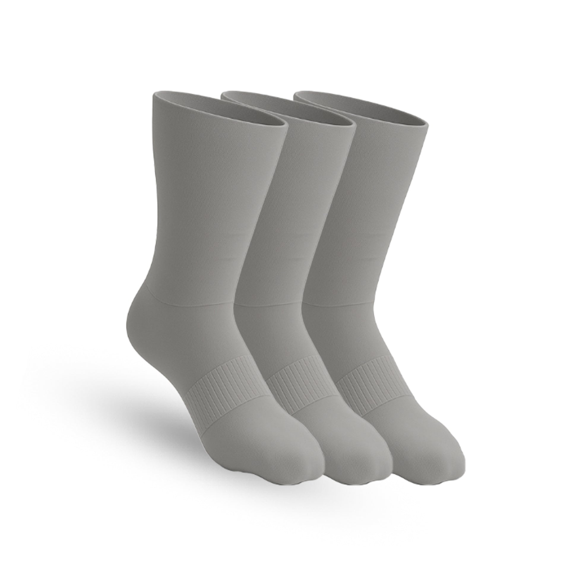 3-Pack Padded Stretch Diabetic Crew Socks - Grey