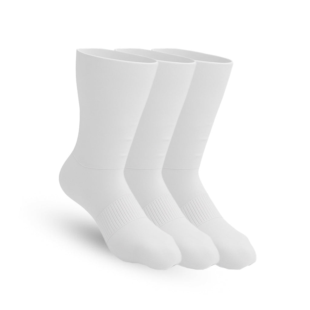 3-Pack Padded Stretch Diabetic Crew Socks - White