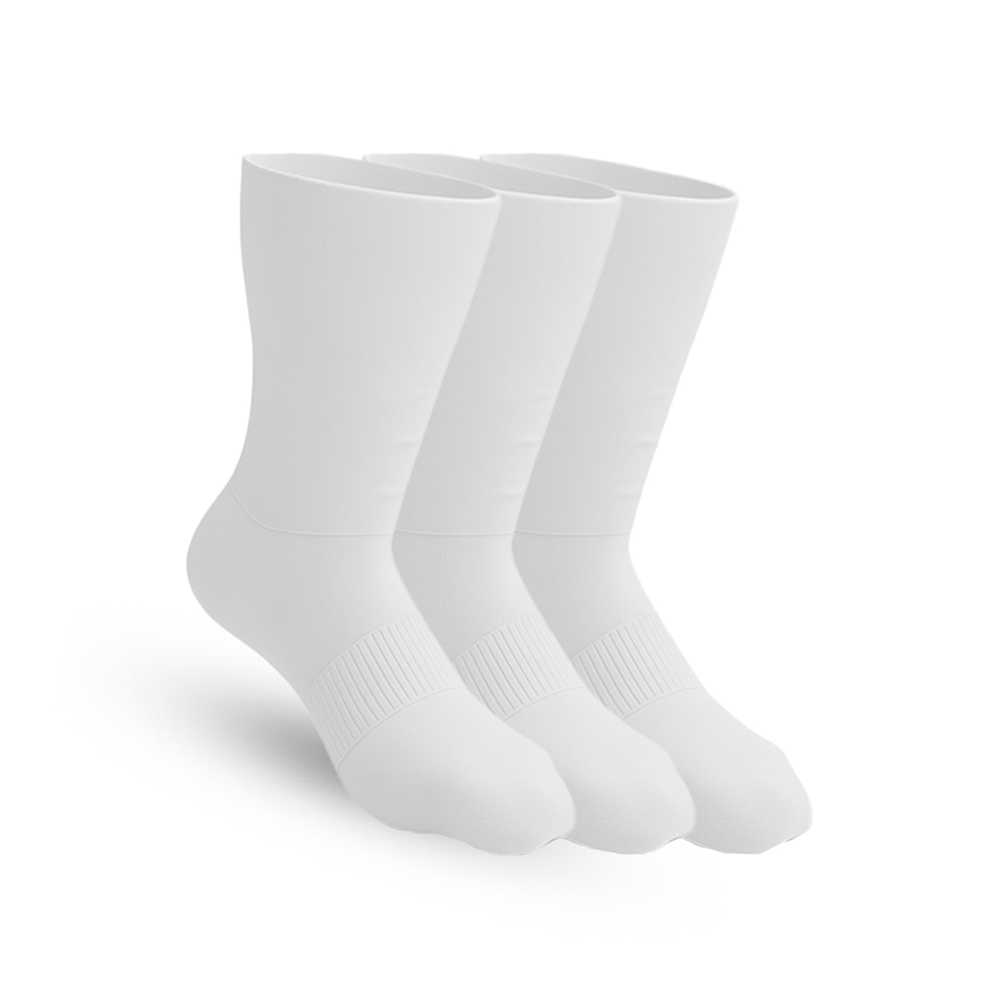 3-Pack Padded Stretch Diabetic Crew Socks - White