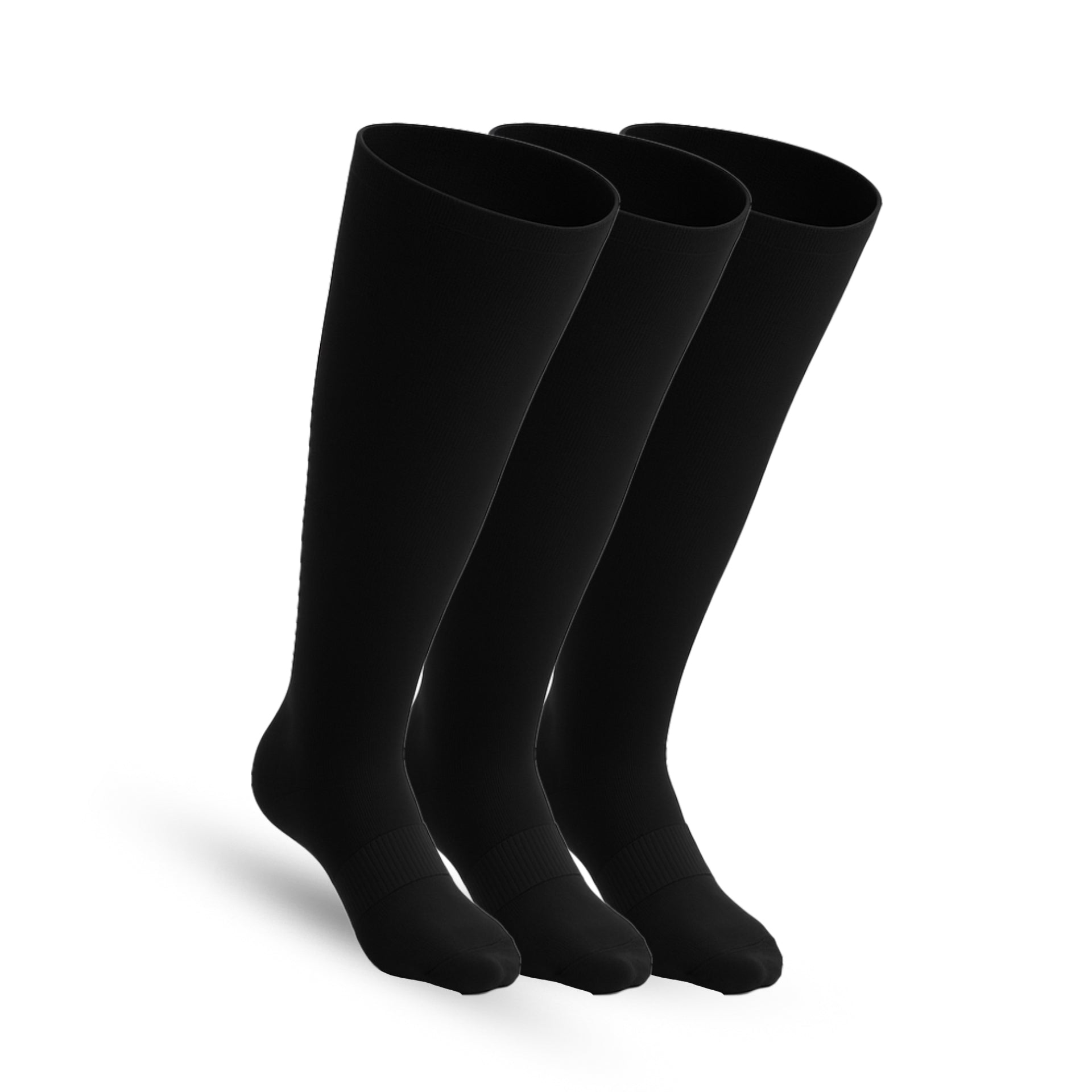 3-Pack Padded Stretch Diabetic Knee Socks - Black