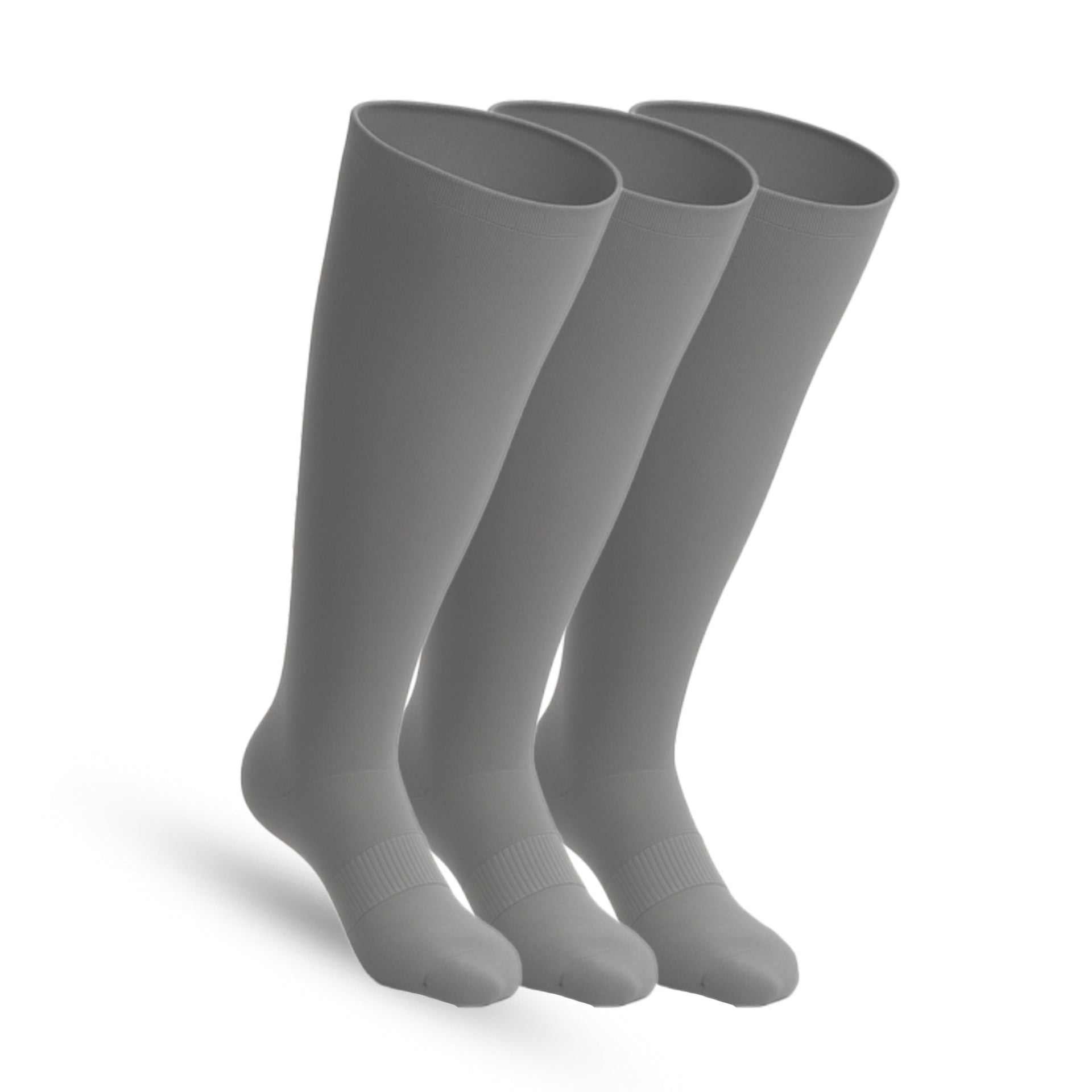 3-Pack Padded Stretch Diabetic Knee Socks - Grey