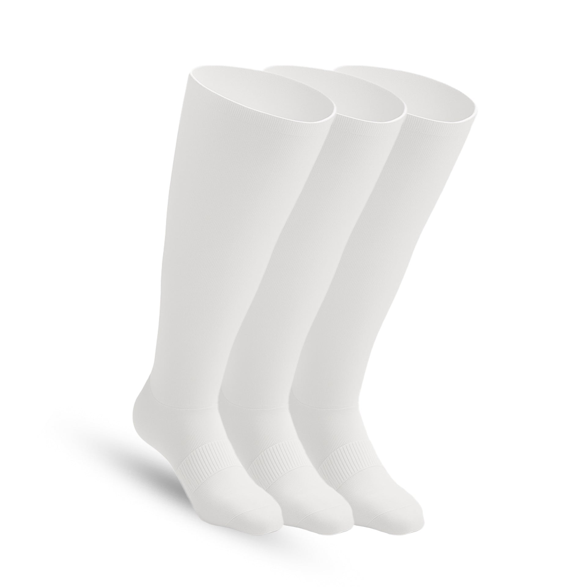 3-Pack Padded Stretch Diabetic Knee Socks - White