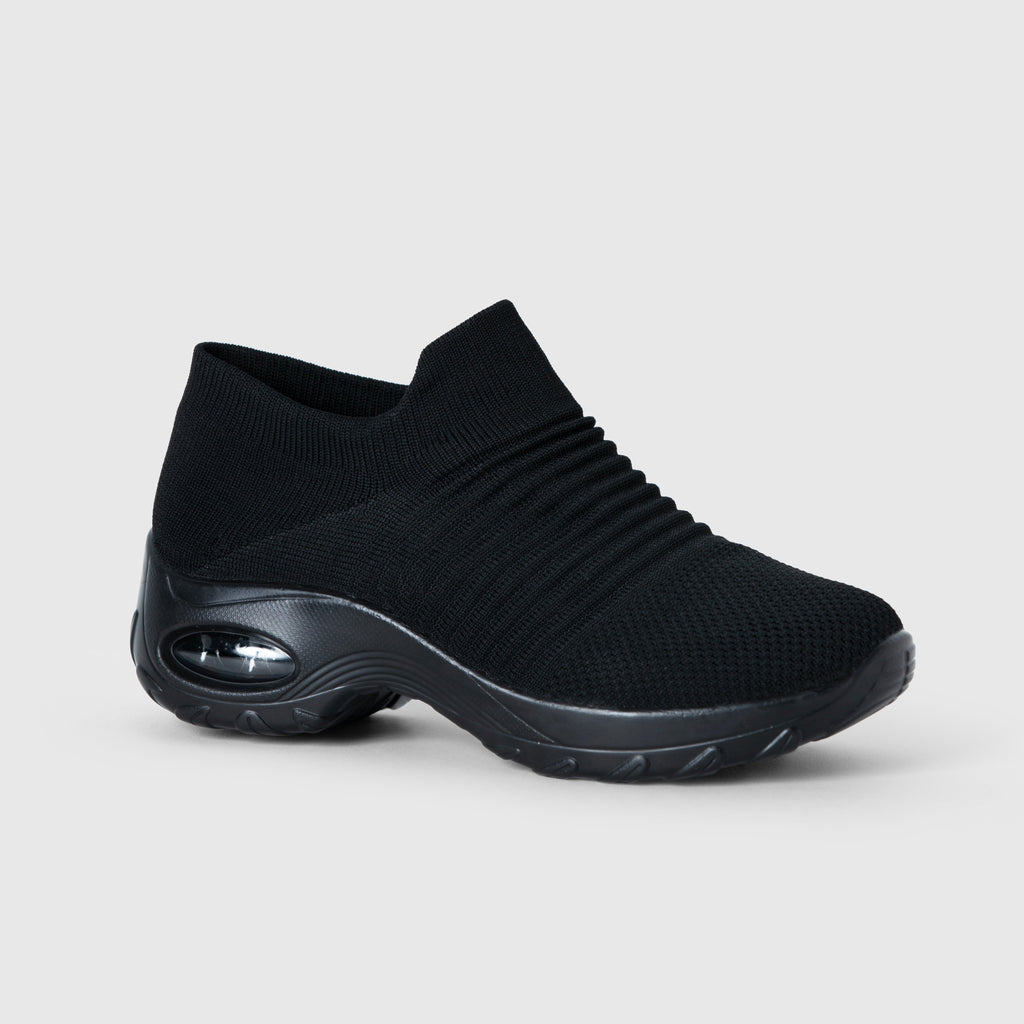 Breathable No-Tie Stretch Shoes - Black