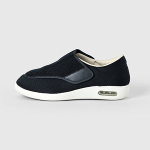 Chloe Stretch No-Tie Wide Shoes w/ Adjustable Closure - Black