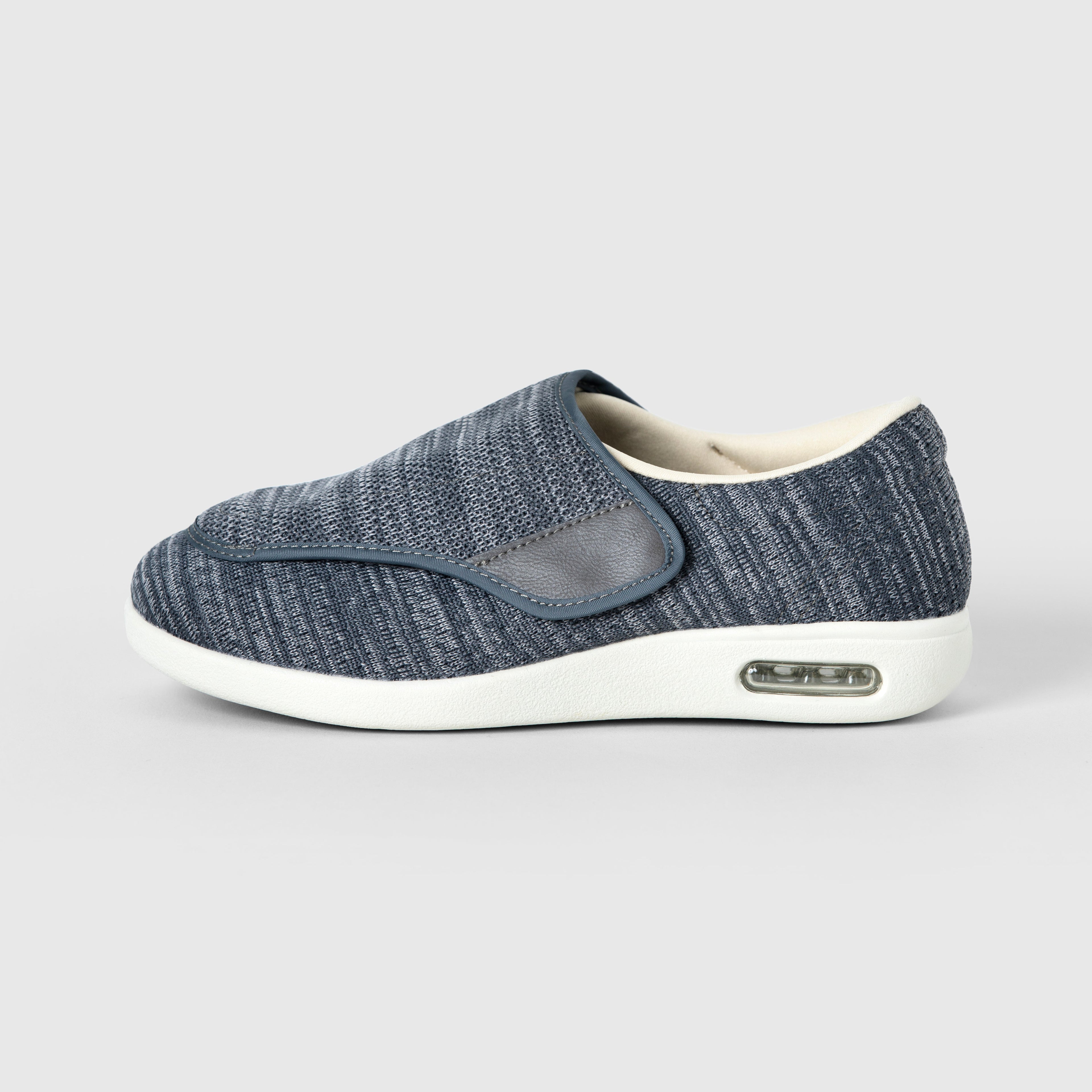 Chloe Stretch No-Tie Wide Shoes w/ Adjustable Closure - Grey