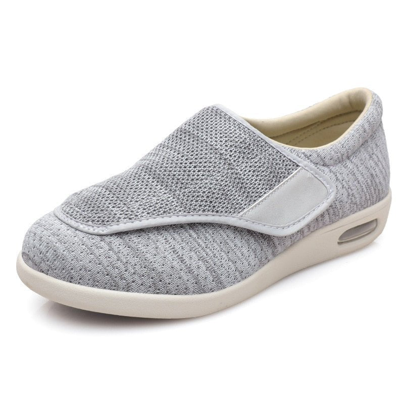 Chloe Stretch No-Tie Wide Shoes w/ Adjustable Closure - Silver - ComfortWear Store