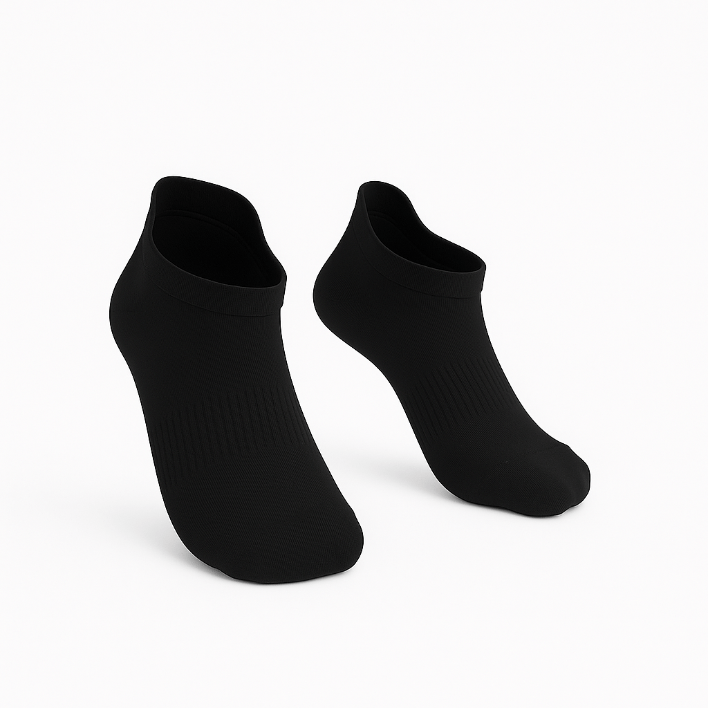 Padded Stretch Diabetic Ankle Socks - Black