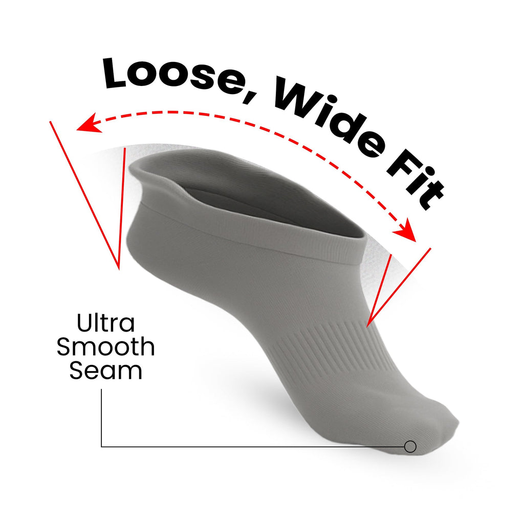 3-Pack Padded Stretch Diabetic Ankle Socks - Grey