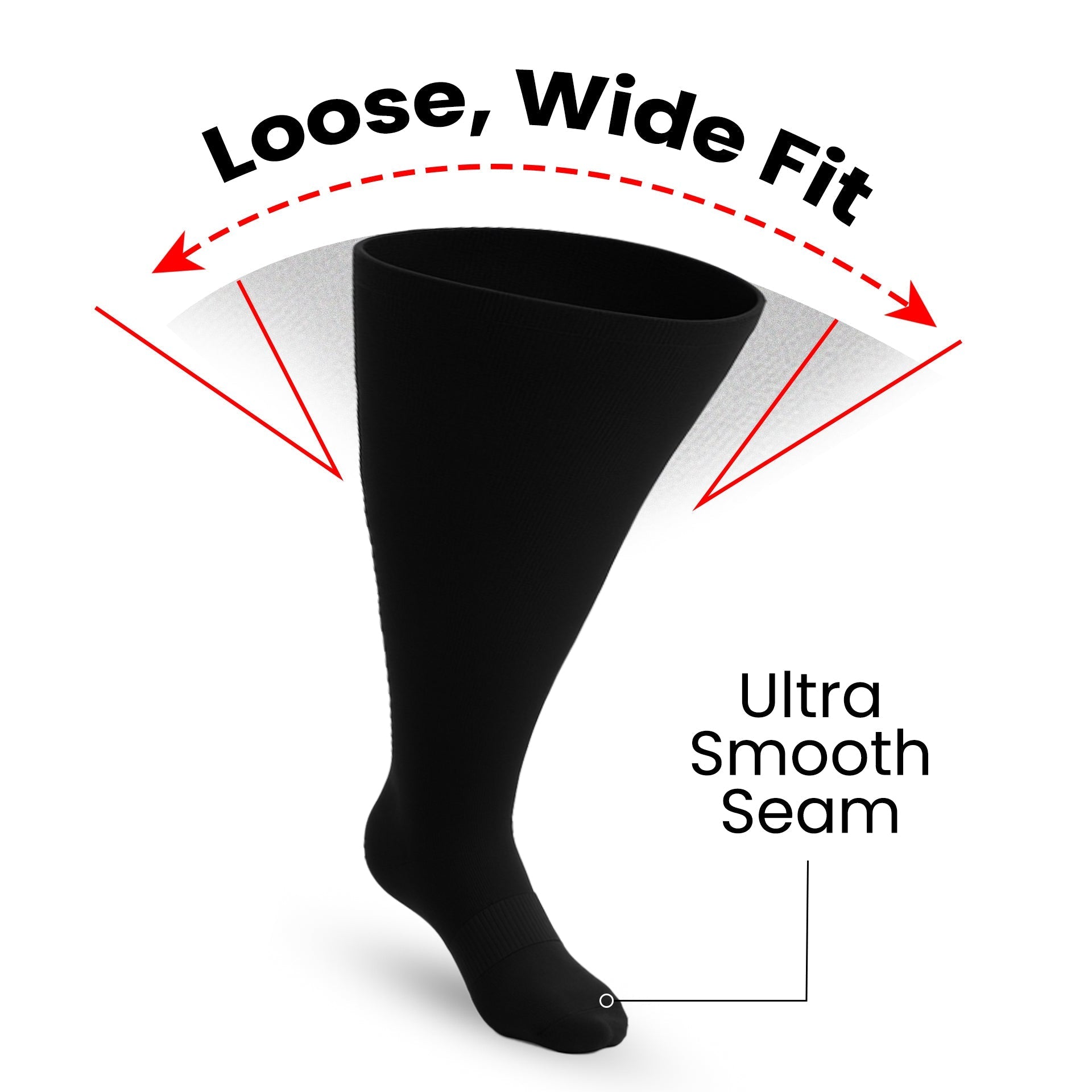 Padded Stretch Diabetic Knee Socks - Black