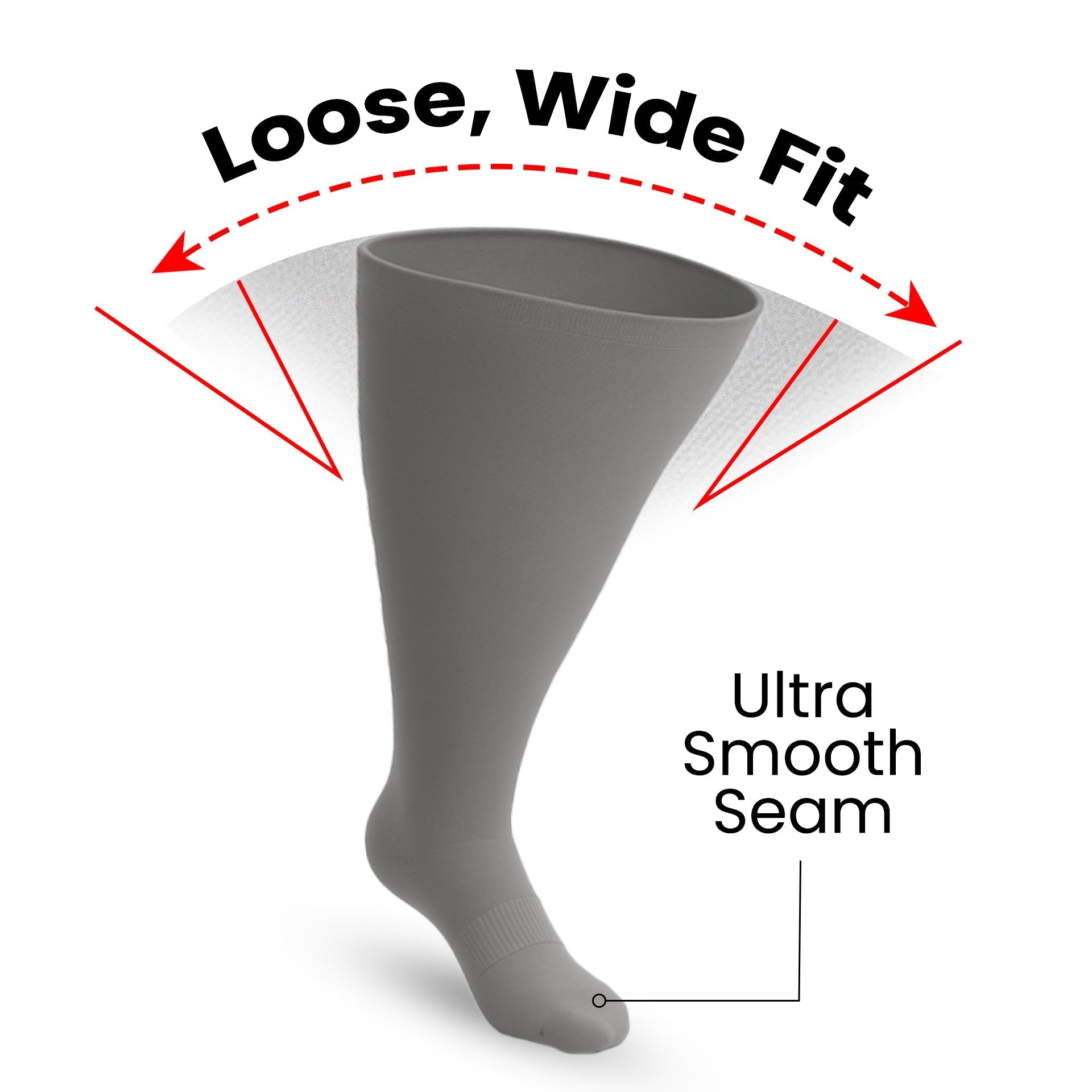 Padded Stretch Diabetic Knee Socks - Grey