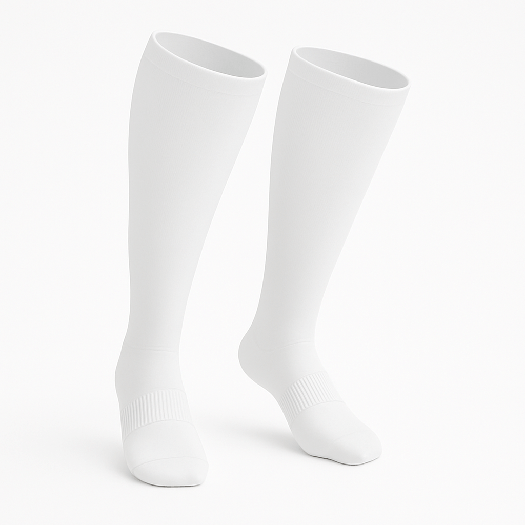 Padded Stretch Diabetic Knee Socks - White